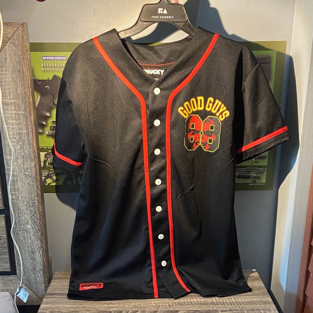 Universal studios Chucky, Black and Red Men's Button-Up Jersey